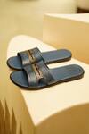 Shop_Jatin Malik_Blue Cut-out Strap Sliders _at_Aza_Fashions