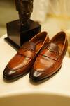 Buy_Jatin Malik_Brown Double Tone Leather Shoes _at_Aza_Fashions