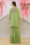 Shop_Sozenkari_Green Chanderi Tissue And Organza Hand Embroidered Kurta Sharara Set _at_Aza_Fashions