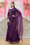 Buy_Sozenkari_Purple Chanderi Tissue And Organza Hand Embroidered Kurta Sharara Set _at_Aza_Fashions