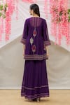 Shop_Sozenkari_Purple Chanderi Tissue And Organza Hand Embroidered Kurta Sharara Set _at_Aza_Fashions