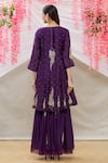 Shop_Sozenkari_Purple Chanderi Tissue And Organza Hand Embroidered Zardozi Anarkali Set _at_Aza_Fashions