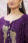 Sozenkari_Purple Chanderi Tissue And Organza Hand Embroidered Zardozi Anarkali Set _at_Aza_Fashions