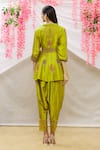 Shop_Sozenkari_Green Pure Chanderi Hand Embroidered Zardozi V Neck Jacket And Cowl Pant Set _at_Aza_Fashions