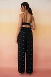 Shop_Aapro_Black Modal Bandhej V Neck Medellin Crop Top And Pant Set _at_Aza_Fashions