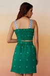 Shop_Aapro_Green Modal Printed Bandhej Square Neck Ibiza Crop Top And Skirt Set _at_Aza_Fashions