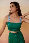 Aapro_Green Modal Printed Bandhej Square Neck Ibiza Crop Top And Skirt Set _Online_at_Aza_Fashions