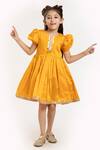 Buy_Byb Premium_Yellow Chanderi Silk Dress For Girls_at_Aza_Fashions