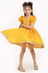 Shop_Byb Premium_Yellow Chanderi Silk Dress For Girls_Online_at_Aza_Fashions