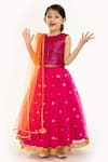 Buy_Byb Premium_Pink Sequin Work Choli Lehenga Set For Girls_at_Aza_Fashions