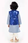 Shop_Byb Premium_Blue Sequin Work Bundi Kurta Set For Boys_at_Aza_Fashions