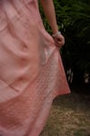Iktaar by Meena_Pink Saree Satin Embroidery Sequin And Beads Floral Chikankari _at_Aza_Fashions