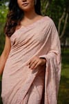 Buy_Iktaar by Meena_Peach Saree And Blouse Chiffon & Underskirt Satin Silk Chikankari _Online_at_Aza_Fashions