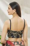 Shop_Nazaakat By Samara Singh_Black Silk Floral Embroidered Crop Top_at_Aza_Fashions