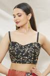 Nazaakat By Samara Singh_Black Silk Floral Embroidered Crop Top_Online_at_Aza_Fashions