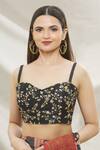 Buy_Nazaakat By Samara Singh_Black Silk Floral Embroidered Crop Top_Online_at_Aza_Fashions