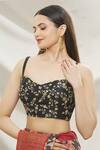 Shop_Nazaakat By Samara Singh_Black Silk Floral Embroidered Crop Top_Online_at_Aza_Fashions