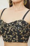 Nazaakat By Samara Singh_Black Silk Floral Embroidered Crop Top_at_Aza_Fashions