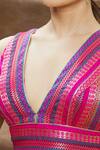 Nazaakat by Samara Singh_Pink Brocade Woven Floral Round Sleeveless Blouse _at_Aza_Fashions