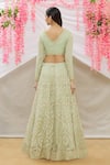 Shop_Neha Mehta Couture_Green Georgette Embroidery Zardozi V Neck Lehenga Set _at_Aza_Fashions