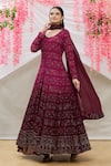 Buy_Neha Mehta Couture_Purple Lucknowi Embroidery Sequin Round Anarkali Lehenga Set _at_Aza_Fashions