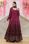 Buy_Neha Mehta Couture_Purple Lucknowi Embroidery Sequin Round Anarkali Lehenga Set _Online_at_Aza_Fashions