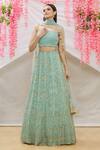 Buy_Neha Mehta Couture_Green Lucknowi Lehenga Set_at_Aza_Fashions