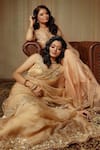 Buy_Gul By Aishwarya_Gold Saree Pure Organza And Blouse Satin Floral With  _Online_at_Aza_Fashions