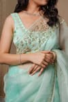 Buy_Gul By Aishwarya_Blue Saree Pure Organza And Blouse Satin Floral Embroidered With _Online_at_Aza_Fashions