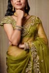 Buy_Gul By Aishwarya_Green Saree Pure Organza And Blouse Satin Border With  _Online_at_Aza_Fashions