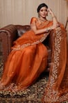 Buy_Gul By Aishwarya_Orange Saree Pure Organza And Blouse Satin Border With  _at_Aza_Fashions