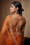 Shop_Gul By Aishwarya_Orange Saree Pure Organza And Blouse Satin Border With  _at_Aza_Fashions