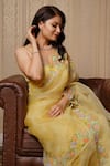 Gul By Aishwarya_Yellow Saree Pure Organza And Blouse Satin Border With  _Online_at_Aza_Fashions