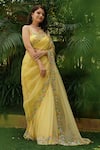 Shop_Gul By Aishwarya_Yellow Saree Pure Organza And Blouse Satin Border With  _Online_at_Aza_Fashions