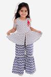 Buy_LIL DRAMA_Blue Cotton Printed Floral Kurta And Sharara Set _at_Aza_Fashions