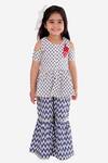 LIL DRAMA_Blue Cotton Printed Floral Kurta And Sharara Set _Online_at_Aza_Fashions