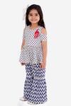 Buy_LIL DRAMA_Blue Cotton Printed Floral Kurta And Sharara Set _Online_at_Aza_Fashions