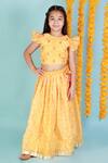Buy_Lil Drama_Yellow Chanderi, Lurex Embroidery Bandhej Print Lehenga And Choli Set _at_Aza_Fashions