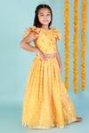 Lil Drama_Yellow Chanderi, Lurex Embroidery Bandhej Print Lehenga And Choli Set _Online_at_Aza_Fashions