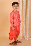 Lil Drama_Orange Printed Kurta And Dhoti Pant Set For Boys_Online_at_Aza_Fashions