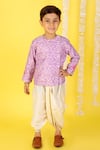 Buy_Lil Drama_Purple Polyester Printed Kurta And Dhoti Pant Set _at_Aza_Fashions