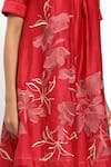 Shop_Madder Much_Red 80% Cotton 20% Silk Floral Round Rubia Pentagon Short Dress _Online_at_Aza_Fashions