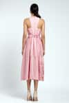 Shop_Madder Much_Pink 80% Cotton 20% Silk Floral Halter Neck Sofia Dress _at_Aza_Fashions