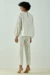 Shop_Madder Much_White 80% Cotton 20% Silk Floral Round Miriam Demure Top And Pant Set _at_Aza_Fashions