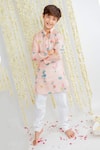 Buy_Mr Brat_Pink Muslin Printed Floral Kurta Set _at_Aza_Fashions