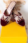 Buy_Shiveen Shiveen_Maroon Embroidered Narangam Block Heels _at_Aza_Fashions