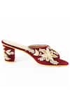 Shop_Shiveen Shiveen_Maroon Embroidered Narangam Block Heels _Online_at_Aza_Fashions