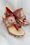 Buy_Rajasthani Stuff_Red Embroidered Palakhi Kolhapuri Wedges _at_Aza_Fashions