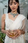 Varun Chakkilam_Beige Silk Organza Pre-draped Ruffle Saree With Blouse_Online_at_Aza_Fashions