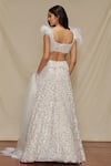 Shop_SHRIYA SOM_White Tulle Embroidered Floral Motifs Scoop Neck Lehenga Set  _at_Aza_Fashions